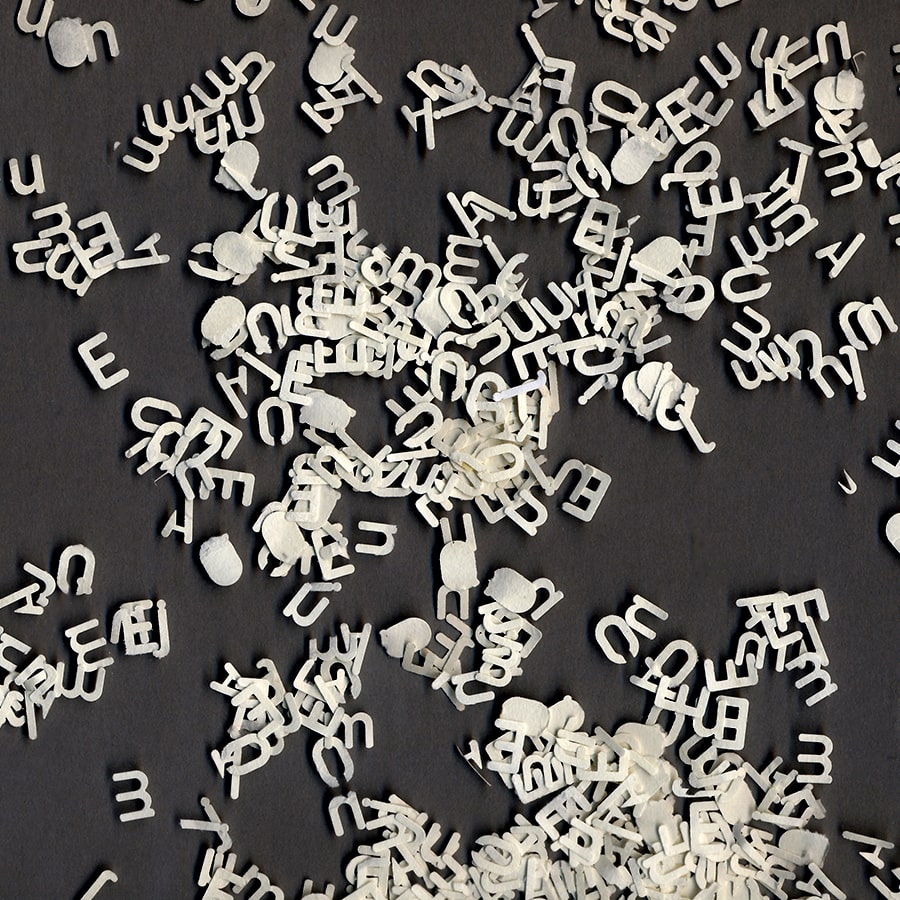 Scattered alphabet letters.