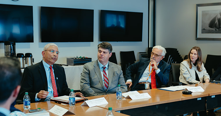 Dean Venky Venkatachalam, Mike Vlacish, Chancellor Marcelo Suárez-Orozco, and Undersecretary Ashley Stolba discuss BEST Boston. 