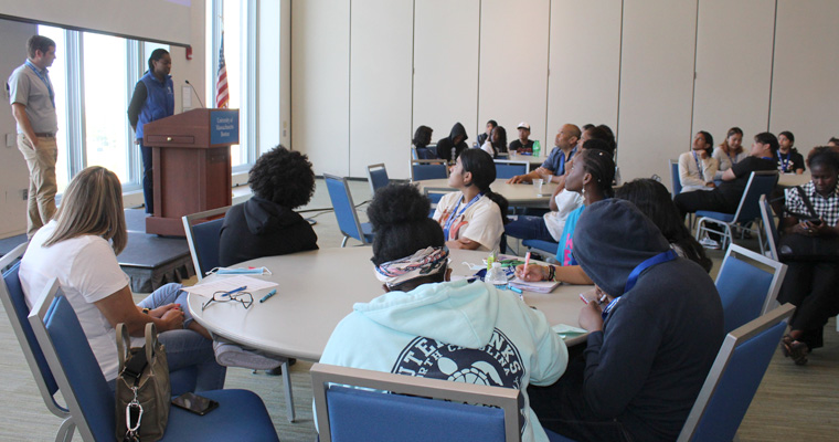 BPS students at an Early College orientation at UMass Boston last fall. 