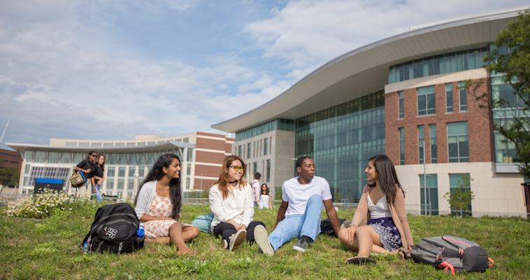 students on lawn 
