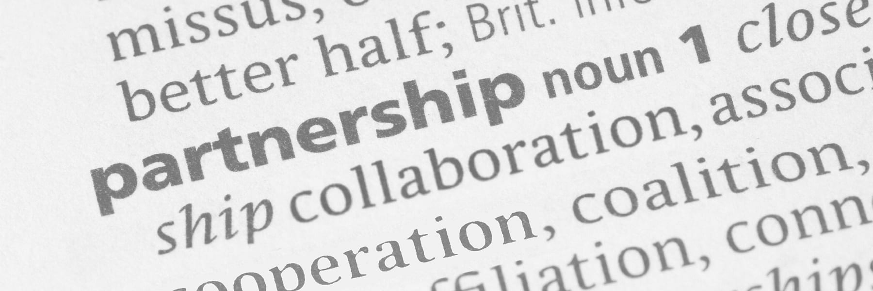 Dictionary definition of partnership and collaboration.