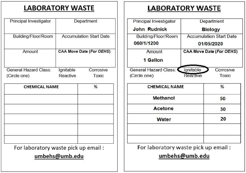 Laboratory Waste label with word 