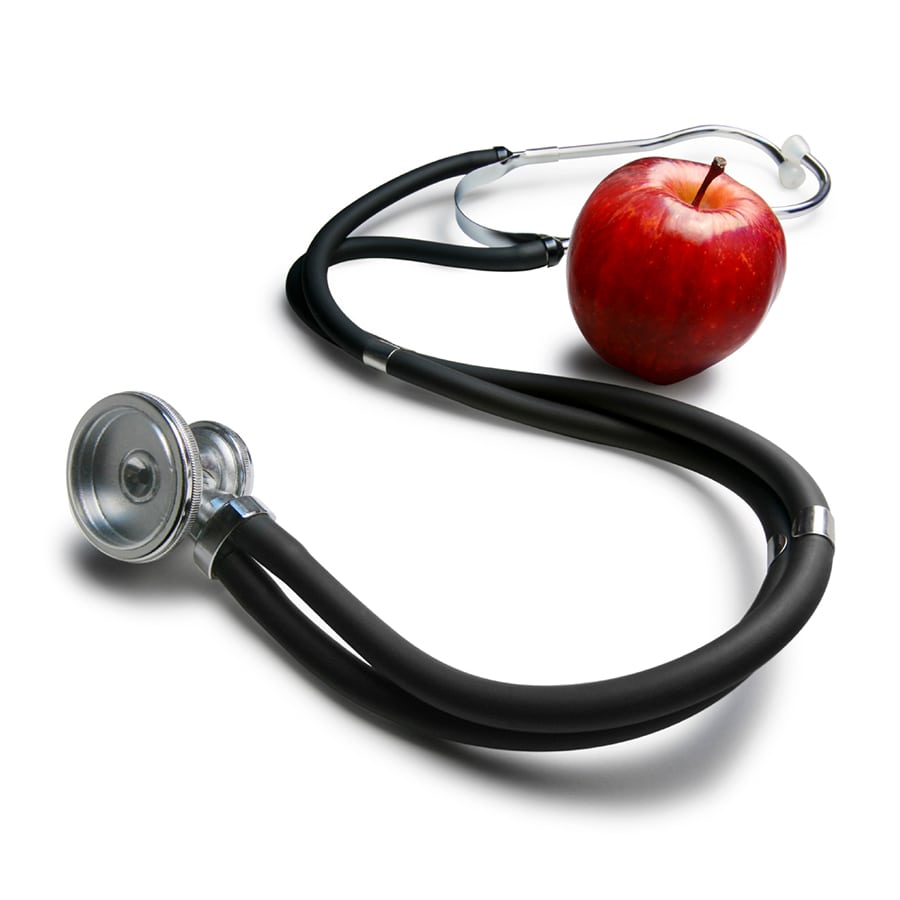 Stethoscope and apple