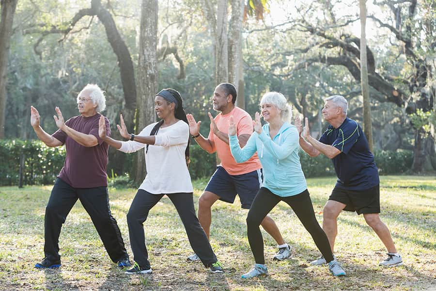 Elders practicing tai chi.