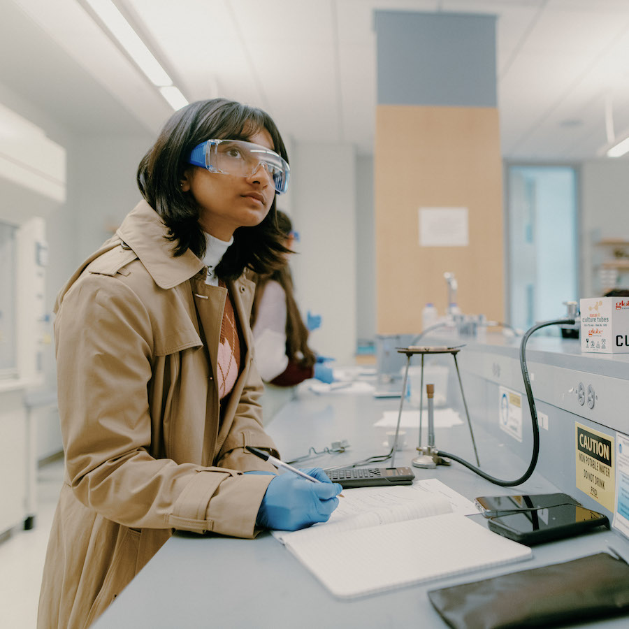 Student in science lab