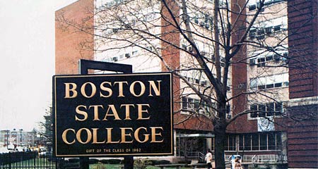 Sign marking the entrance to Boston State College