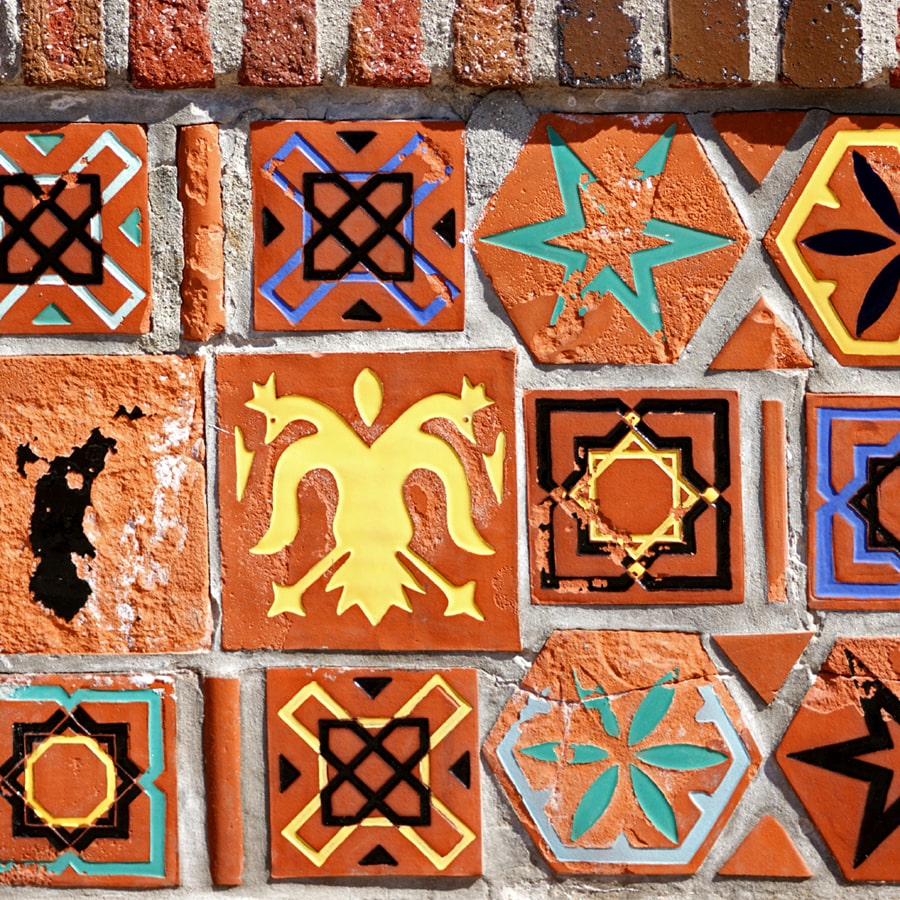 Ceramic tiles on wall Latin style