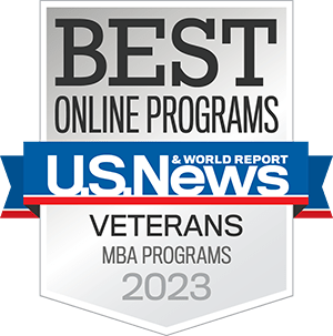 Badge for US News best online programs for Veterans 2023.