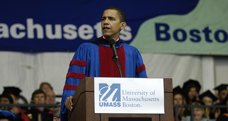 President Barack Obama delivering the 2006 commencement address