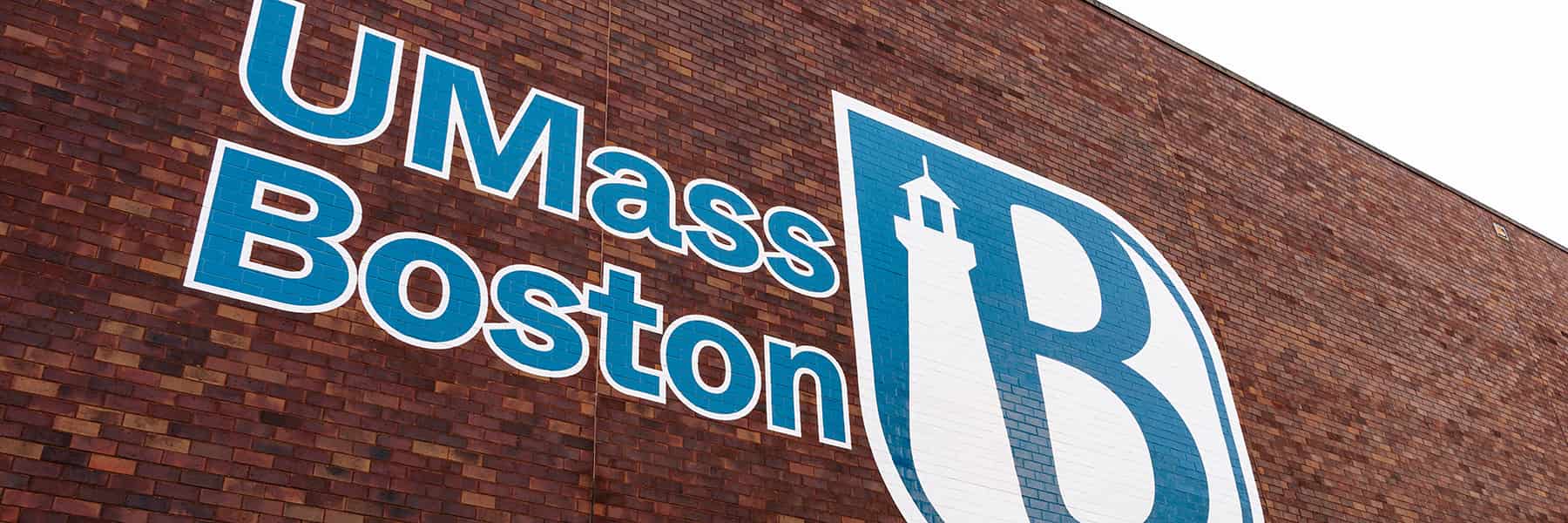UMass Boston Logo on Brick Wall
