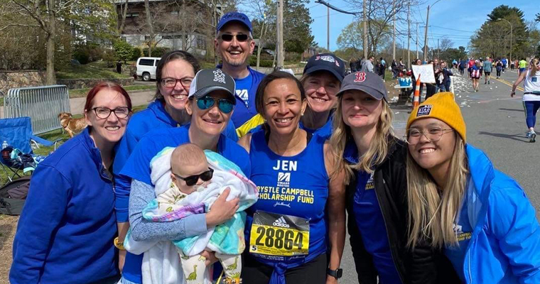 Members of Run for Krystle team and supporters at the Boston Marathon