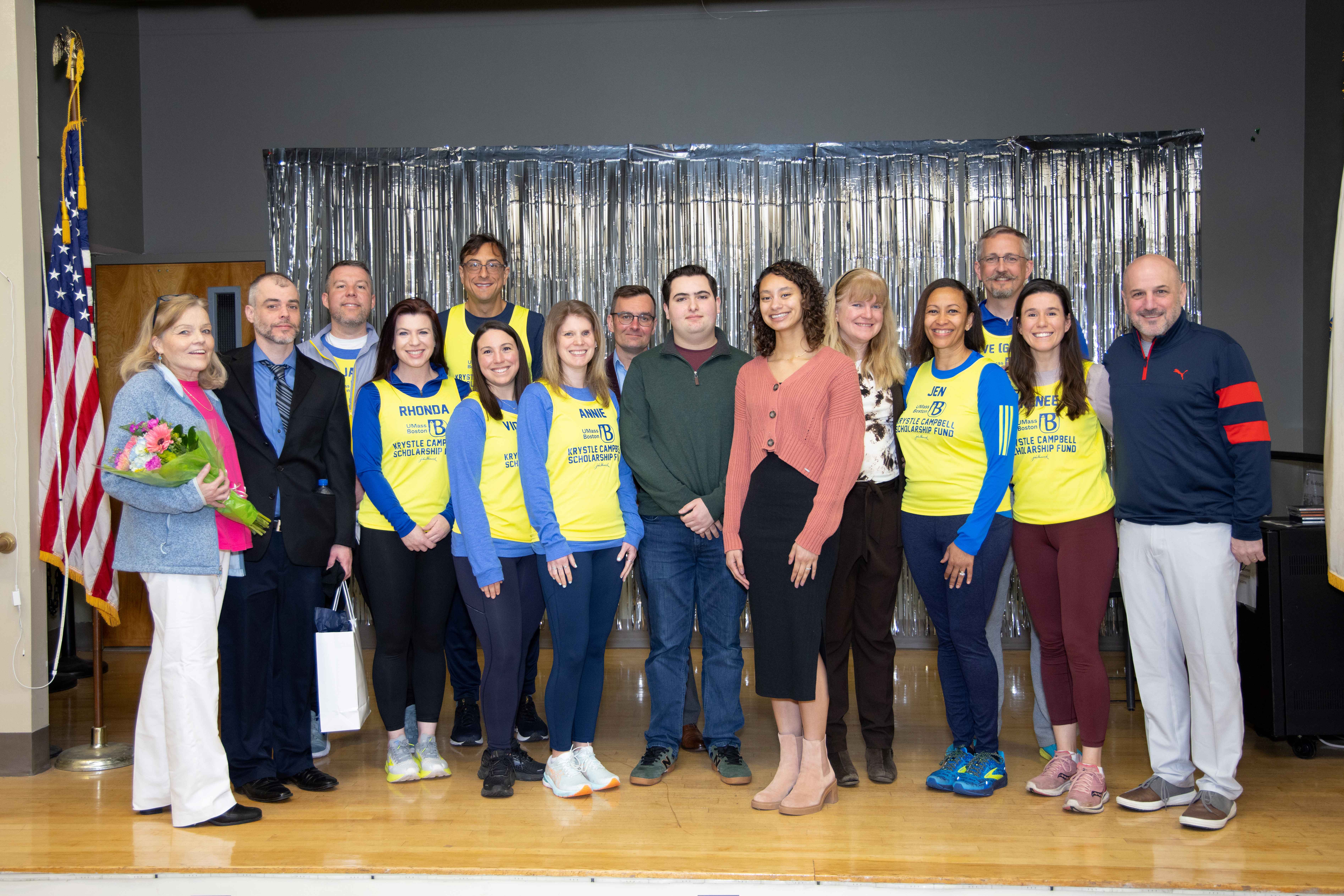 The Campbell family, marathon team, and scholarship recipients at the April 2023 scholarship luncheon.
