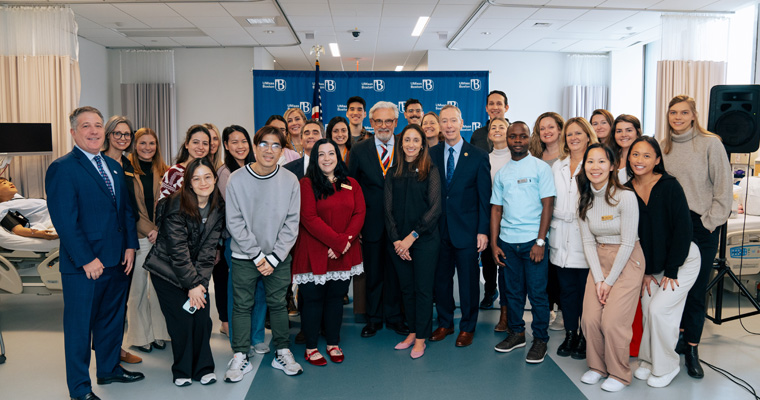 Congressman Lynch meets students and staff at the nursing simulation lab.