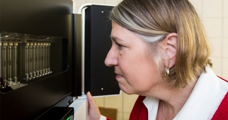 Jill Macoska works in the Genomics Core Facility 