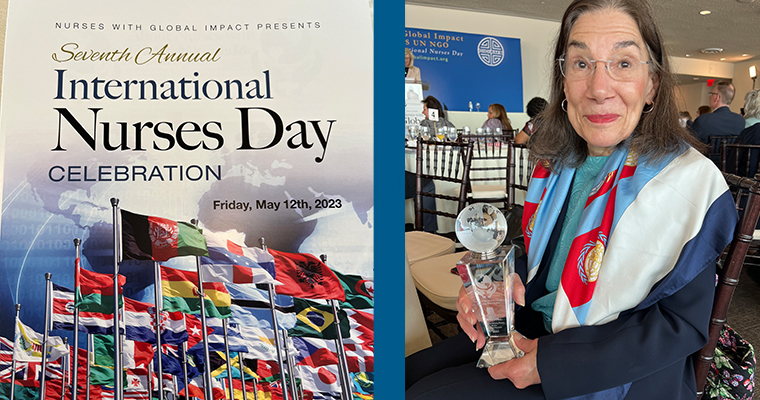Dr. Laura Lucia Hayman, center, is honored at International Nurses Day. 