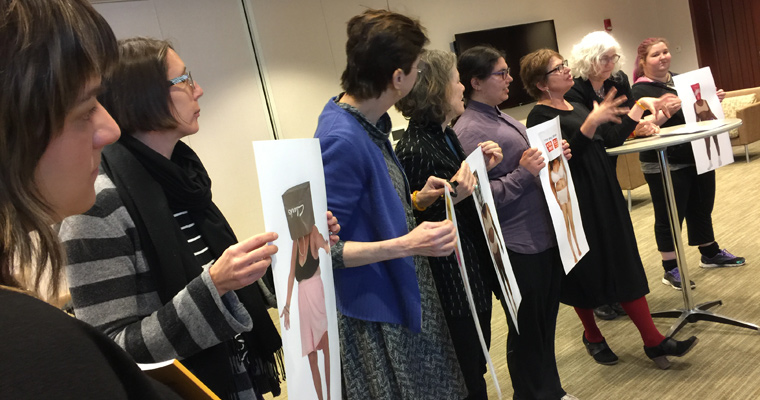 J. Shoshanna Ehrlich, Chris Bobel, and Brittany Downey all took part in a celebration of the department's published authors in March 2019.