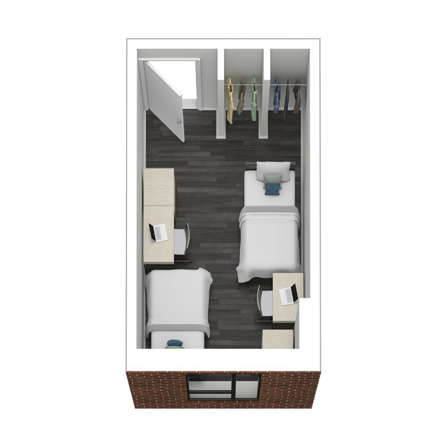 Dorm Double Unit with Community Bath Floor Plan