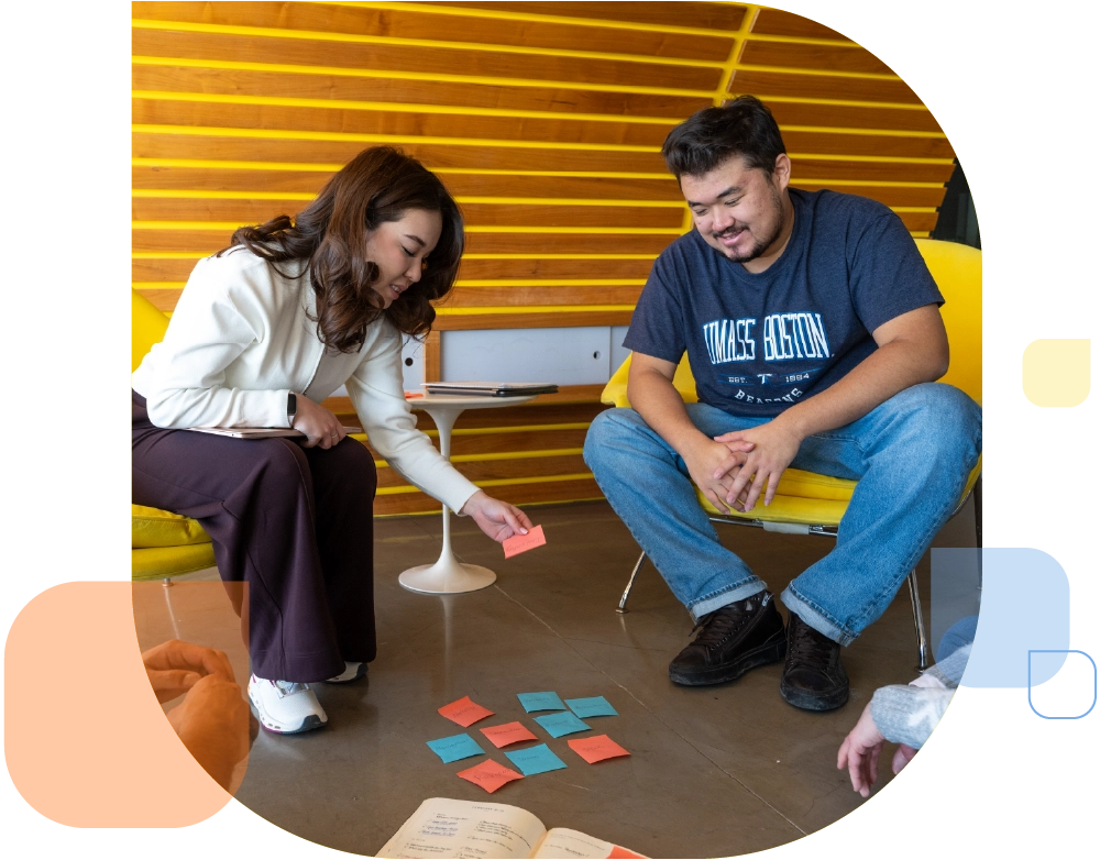 College of Management students reviewing stickies in the Venture Development Center