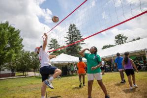 campers playing volleyball