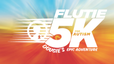 Visual graphic that reads Flutie 5K, Dougie's Epic Adventure