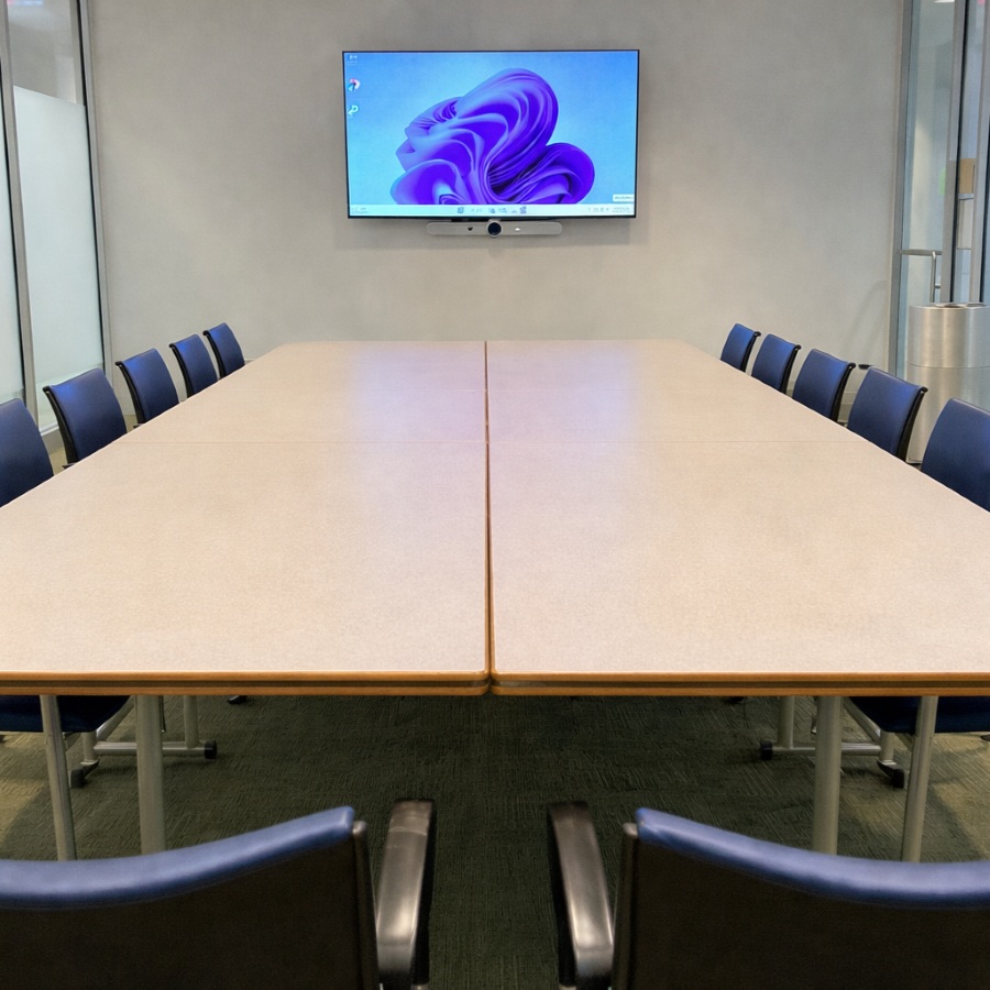 empty meeting room with wall display panel