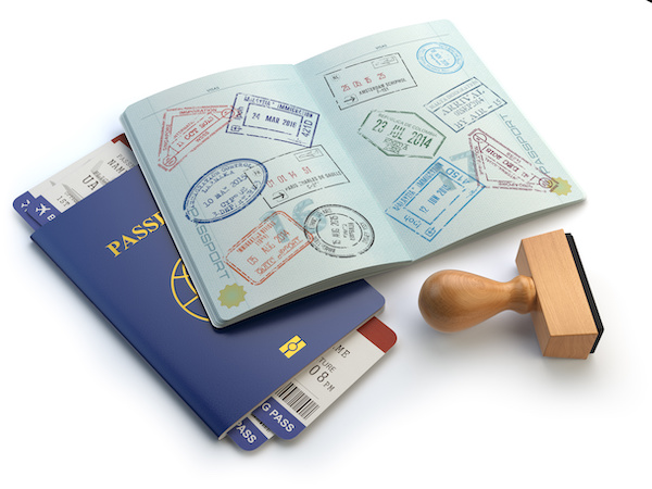 Visa book and stamp