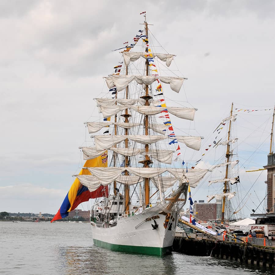 Tall Ship docked at the harbor.