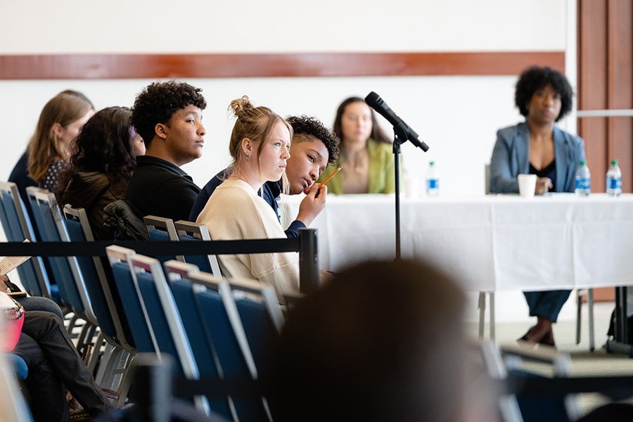 tudents taking notes during Massachusetts Public Appeals Court