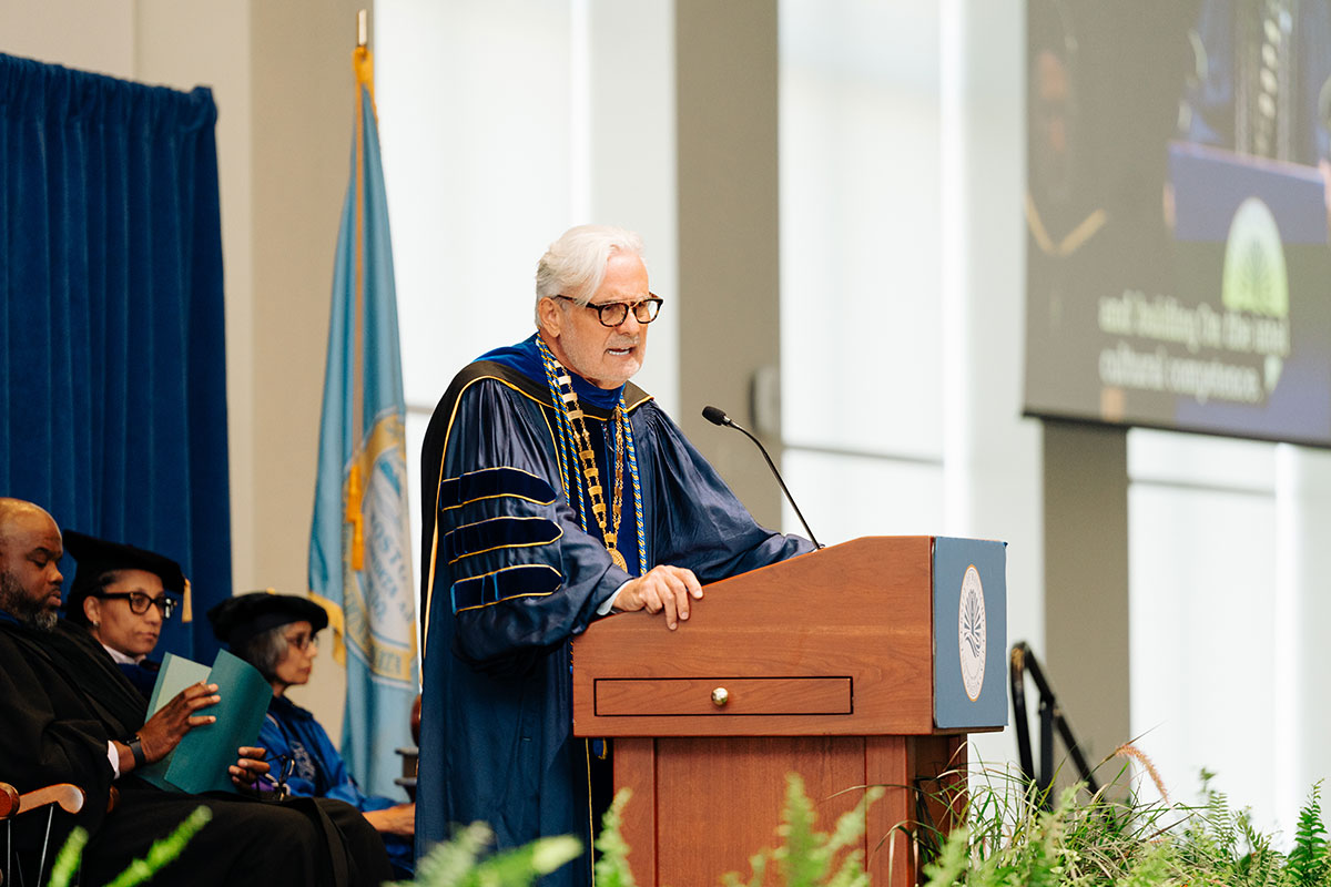 Chancellor Suarez-Orozco speaking at Convocation 2023