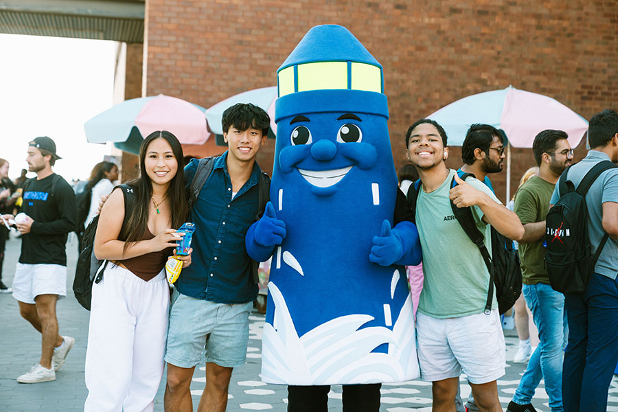 Students with Bobby Beacon at Chancellor BBQ