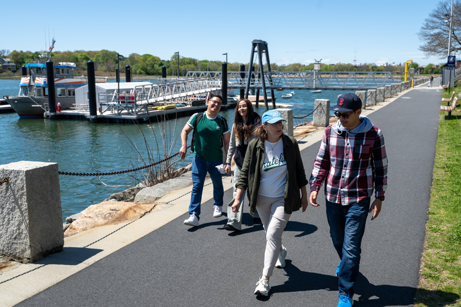 Students do the Walk with Grace on the Harborwalk