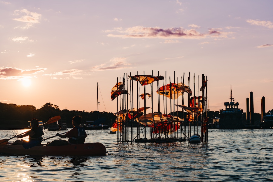 perfect memory art sculpture on the water on fox point pavillion