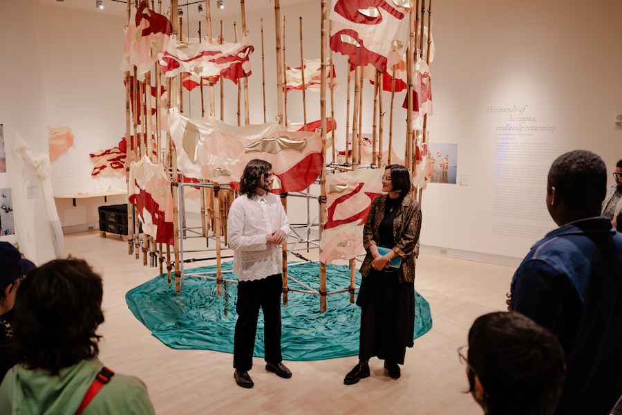 Sam Toabe and crystal bi in from of perfect memory at UHall Gallery