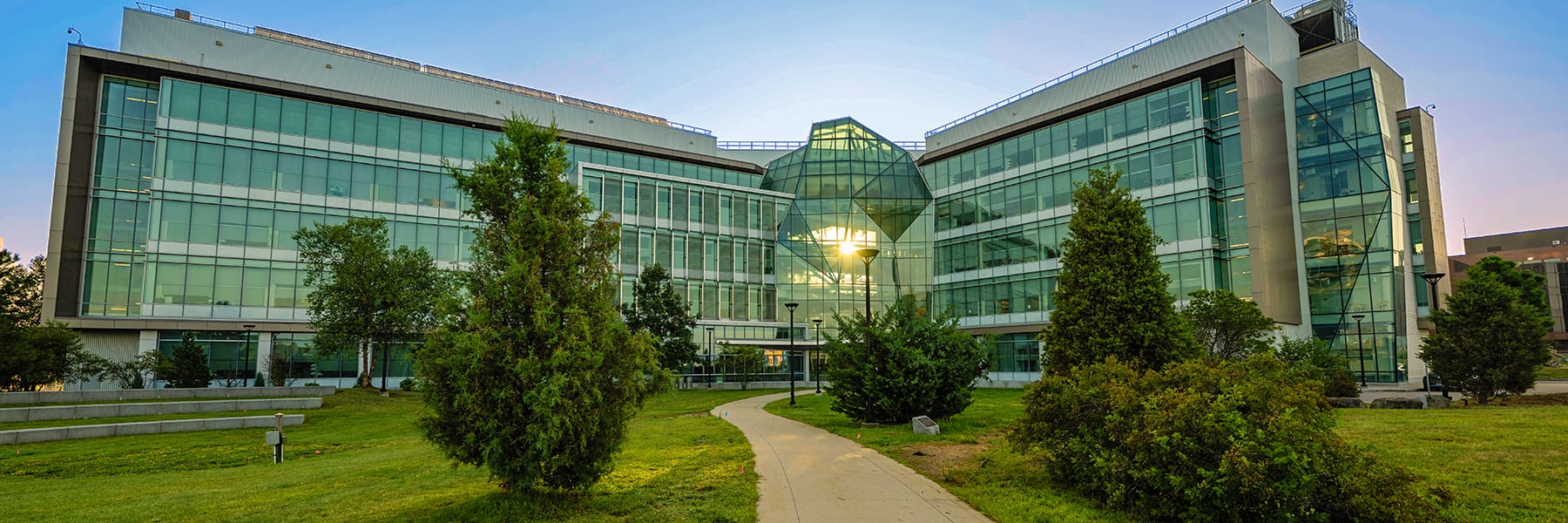 Integrated Sciences Complex at sunrise.