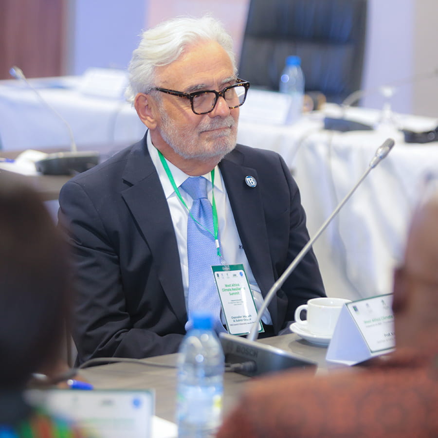 Chancellor Marcelo Suárez-Orozco listening to speakers.